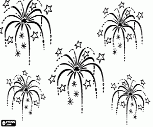 Colorear Fuegos artificiales en la celebraci�n de Nochevieja