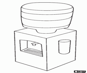 Colorear Fuente o dispensador de agua fr�a con el dep�sito superior del agua y el dispensador de vasos