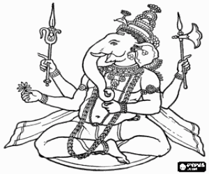 Colorear Ganesha o Ganesh, dios de la sabidur�a y de las letras