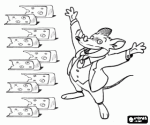 Colorear Geronimo Stilton, el rat�n periodista muy contento con los quesos