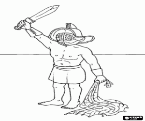 Colorear Gladiador saluda con su espada a los espectadores del anfiteatro