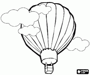 Colorear Globo aerost�tico entre las nubes