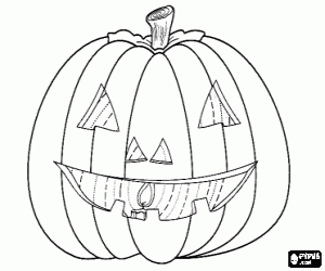 Colorear Gran calabaza de Halloween con una cara tallada y con una vela encendida en su interior o Jack-o'-lantern