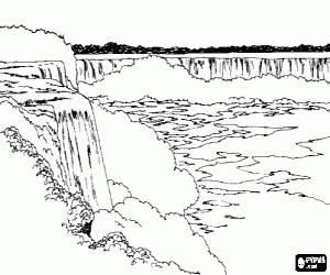 Colorear Gran catarata con sus m�ltiples ca�das de agua y las nubes de vapor que se levantan
