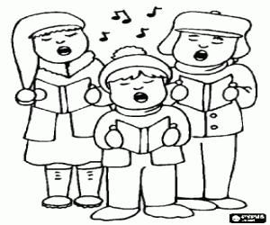 Colorear Grupo de ni�os cantando villancicos