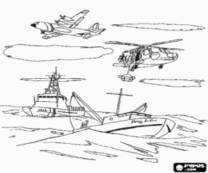 Colorear Guardacostas en acci� de rescate