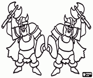 Colorear Guerreros vikingos preparados para luchar