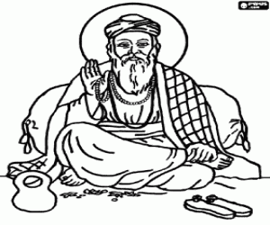 Colorear Gur� Nanak Dev, fundador del Sikhismo o Sijismo
