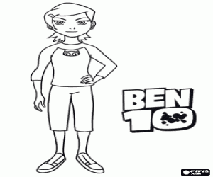 Colorear Gwen Tennyson, una de las protagonistas de Ben 10 y Ben 10 Alien Force