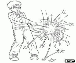 Colorear Harry Potter practicando con la varita m�gica