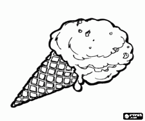 Colorear Helado de cono, cono de galleta con una gran bola de helado