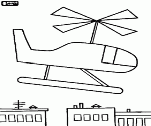 Colorear Helic�ptero sobrevolando la ciudad