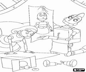 Colorear Herb Hojalata y su esposa Lydia en el proceso de montaje de su beb� Rodney Hojalata