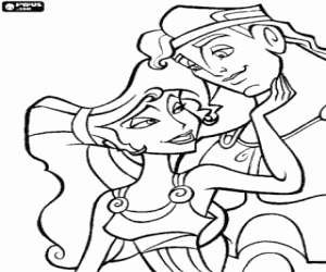Colorear H�rcules y Meg enamorados