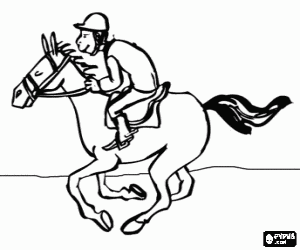 Colorear H�pica - Caballo galopando con el jockey