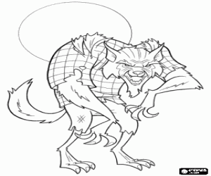 Colorear Hombre lobo en una noche de luna llena