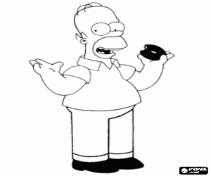 Colorear Homer Simpson comiendo un donut o una rosquilla