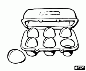 Colorear Huevera de cart�n con media docena de huevos de gallina