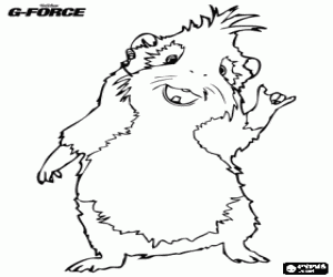 Colorear Hurley, un glot�n conejillo de Indias de la tienda de animales que se une al equipo de agentes de G-Force