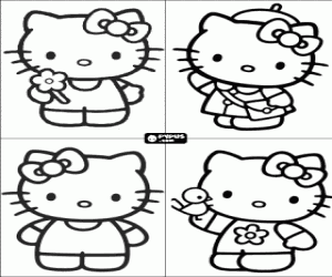 Colorear Invitaciones para cumplea�os con dibujos de Hello Kitty
