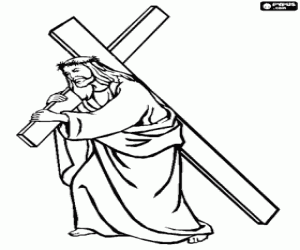 Colorear Jes�s cargando con la cruz hasta el G�lgota