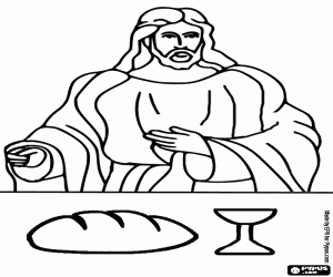 Colorear Jes�s y bendici�n del pan y el vino