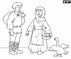 Colorear J�venes campesinos que viven bajo la protecci�n del se�or feudal