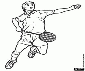 Colorear Jugador de badminton en el salto tras realizar un smash