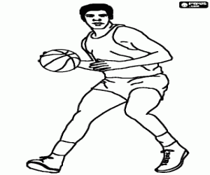 Colorear Jugador de baloncesto botando el bal�n