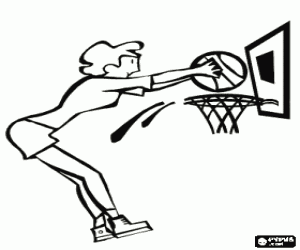 Colorear Jugador de baloncesto realizando un mate
