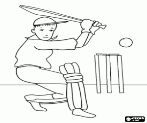 Colorear Jugador de cr�quet preparado para batear la bola