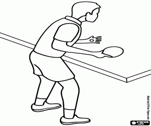Colorear Jugador de tenis de mesa a punto de ejecutar un servicio con la pelota en la mano
