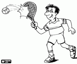 Colorear Jugador de tenis en la ejecuci�n de una volea