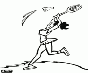 Colorear Jugadora de b�dminton realizando un golpe de smash