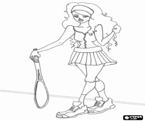Colorear Jugadora de tenis con la raqueta en la mano