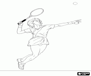 Colorear Jugadora de tenis preparandose para golpear un saque