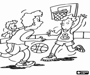 Colorear Jugando un partido de baloncesto