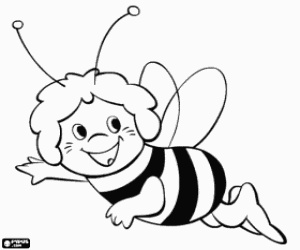 Colorear La abeja Maya volando feliz