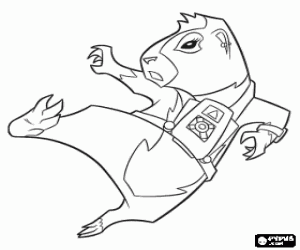 Colorear La agente Juarez realizando un salto de artes marciales