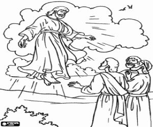 Colorear La Ascensi�n de Jes�s a los cielos frente a sus disc�pulos
