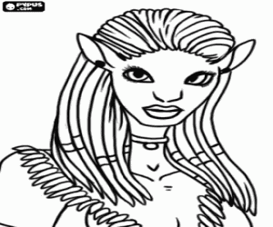 Colorear La bella princesa Neytiri de la que se enamora el avatar de Jake 