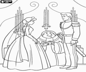 Colorear La boda de Cenicienta y el Pr�ncipe en la igl�sia