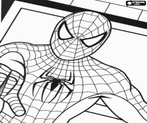 Colorear La cara de Spiderman con la m�scara y el traje especial
