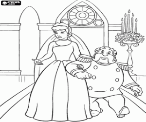 Colorear La Cenicienta entrando en la igl�sia el dia de su boda con el Pr�ncipe del brazo del Gran Duque