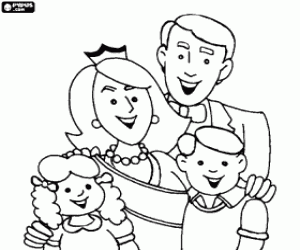 Colorear La fam�lia reunida para celebrar el d�a de la Madre