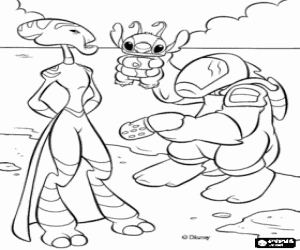 Colorear La Gran Consejera con Stitch y su captor