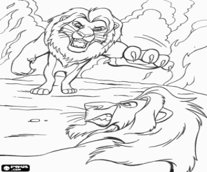 Colorear La lucha final entre Simba y el malvado Scar