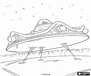 Colorear La nave espacial extraterrestre ha llegado al pueblo de Chicken Little
