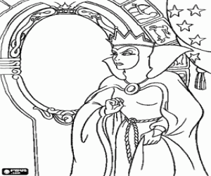 Colorear La Reina, la madrastra de Blancanieves delante del espejo m�gico