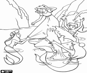 Colorear Las sirenas jugando con Wendy